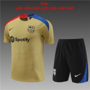24-25 Barcelona Gold Short Soccer Football Training Kit (Top + Short) Youth