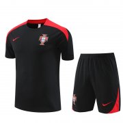 2024 Portugal Black Short Soccer Football Training Kit (Top + Short) Man