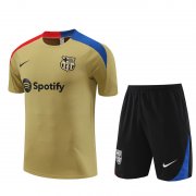 24-25 Barcelona Gold Short Soccer Football Training Kit (Top + Short) Man