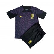 2022 Brazil Goalkeeper Black Soccer Football Kit (Top + Short) Youth
