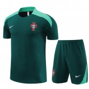 2024 Portugal Green Short Soccer Football Training Kit (Top + Short) Man