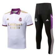 22-23 Real Madrid White Soccer Football Training Kit (Polo + Pants) Man