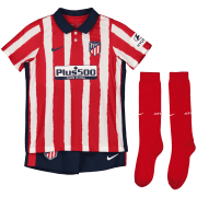 20-21 Atletico Madrid Home Kids Soccer Football Full Kit(Shirt+Short+Socks)