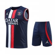 23-24 PSG x Jordan Navy Soccer Football Training Kit (Singlet + Short) Man