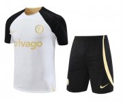 23-24 Chelsea White Short Soccer Football Training Kit (Top + Short) Man