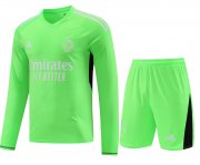 23-24 Real Madrid Goalkeeper Green Soccer Football Kit (Top + Short) Man #Long Sleeve