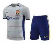 23-24 Barcelona Grey Short Soccer Football Training Kit (Top + Short) Man