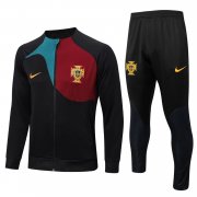 2022 Portugal Black Soccer Football Training Kit (Jacket + Pants) Man