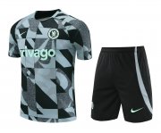 23-24 Chelsea Grey Short Soccer Football Training Kit (Top + Short) Man