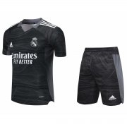 21-22 Real Madrid Goalkeeper Black Soccer Football Kit (Shirt + Shorts) Man