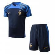 2022 France Royal Soccer Football Training Kit (Top + Short) Man