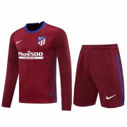 20-21 Atletico Madrid Goalkeeper Red Long Sleeve Man Soccer Football Jersey + Shorts Set