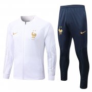 2022 France White Soccer Football Training Kit (Jacket + Pants) Man