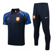 22-23 Netherlands Dark Blue Soccer Football Training Kit (Polo + Pants) Man