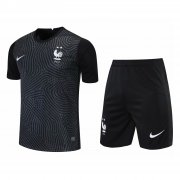 21-22 France Goalkeeper Black Soccer Football Kit (Shirt + Short) Man