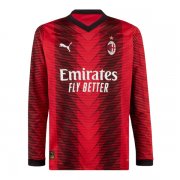 23-24 AC Milan Home Soccer Football Kit Man #Long Sleeve