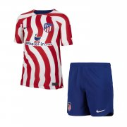 22-23 Atletico Madrid Home Youth Soccer Football Kit (Top + Shorts)