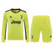 20-21 Juventus Goalkeeper Yellow Long Sleeve Man Soccer Football Jersey + Shorts Set