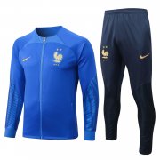 2022 France Blue Soccer Football Training Kit (Jacket + Pants) Man