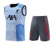 23-24 Liverpool Blue Soccer Football Training Kit (Singlet + Short) Man