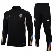 23-24 Real Madrid Black Soccer Football Training Kit (Sweatshirt + Pants) Man