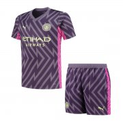 23-24 Manchester City Goalkeeper Purple Soccer Football Kit (Top + Short) Youth