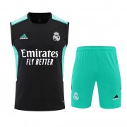 22-23 Real Madrid Black Soccer Football Training Kit (Singlet + Short) Man