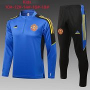 21-22 Manchester United Blue Soccer Football Training Kit Youth