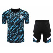 21-22 Olympique Marseille Deep Blue Soccer Football Training Suit (Shirt + Short) Man