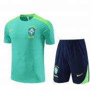 2024 Brazil Green Short Soccer Football Training Kit (Top + Short) Man