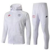 PSG 2019-20 Hoodie White Men Soccer Football Training Kit(Jacket + Pants)