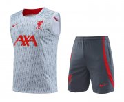 23-24 Liverpool Light Grey Soccer Football Training Kit (Singlet + Short) Man