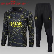 23-24 PSG x Jordan Black Soccer Football Training Kit (Sweatshirt + Pants) Youth