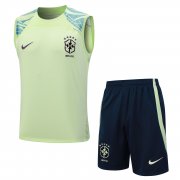 23-24 Brazil Pale Green Soccer Football Training Kit (Singlet + Short) Man