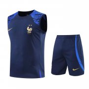 22-23 France White Soccer Football Training Kit (Singlet + Short) Man
