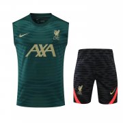 22-23 Liverpool Deep Green Soccer Football Training Kit (Singlet + Shorts) Man