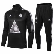 20-21 Real Madrid Human Race Black Man Half Zip Soccer Football Sweater + Pants