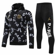 20-21 PSG x JORDAN Hoodie Black Letters Man Sweatshirt Soccer Football Training Suit
