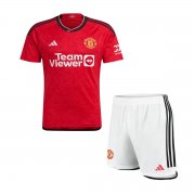 23-24 Manchester United Home Soccer Football Kit (Top + Short) Youth