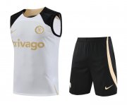 23-24 Chelsea White Soccer Football Training Kit (Singlet + Short) Man