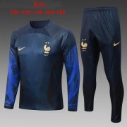 2022 France Navy 3D Soccer Football Training Kit Youth
