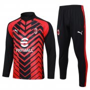 23-24 AC Milan Red - Black Soccer Football Training Kit (Sweatshirt + Pants) Man
