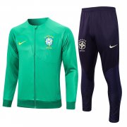 2023 Brazil Green Soccer Football Training Kit (Jacket + Pants) Man