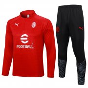 23-24 AC Milan Red Pattern Soccer Football Training Kit (Sweatshirt + Pants) Man