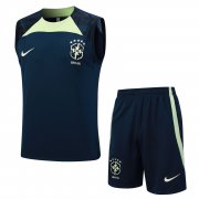 23-24 Brazil Oriental Blue Soccer Football Training Kit (Singlet + Short) Man