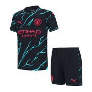 23-24 Manchester City Third Soccer Football Kit (Top + Short) Youth