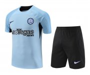 23-24 Inter Milan Light Blue Short Soccer Football Training Kit (Top + Short) Man