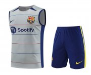 23-24 Barcelona Grey Soccer Football Training Kit (Singlet + Short) Man