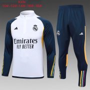 23-24 Real Madrid White Soccer Football Training Kit (Sweatshirt + Pants) Youth