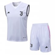 23-24 Juventus White Soccer Football Training Kit (Singlet + Short) Man
